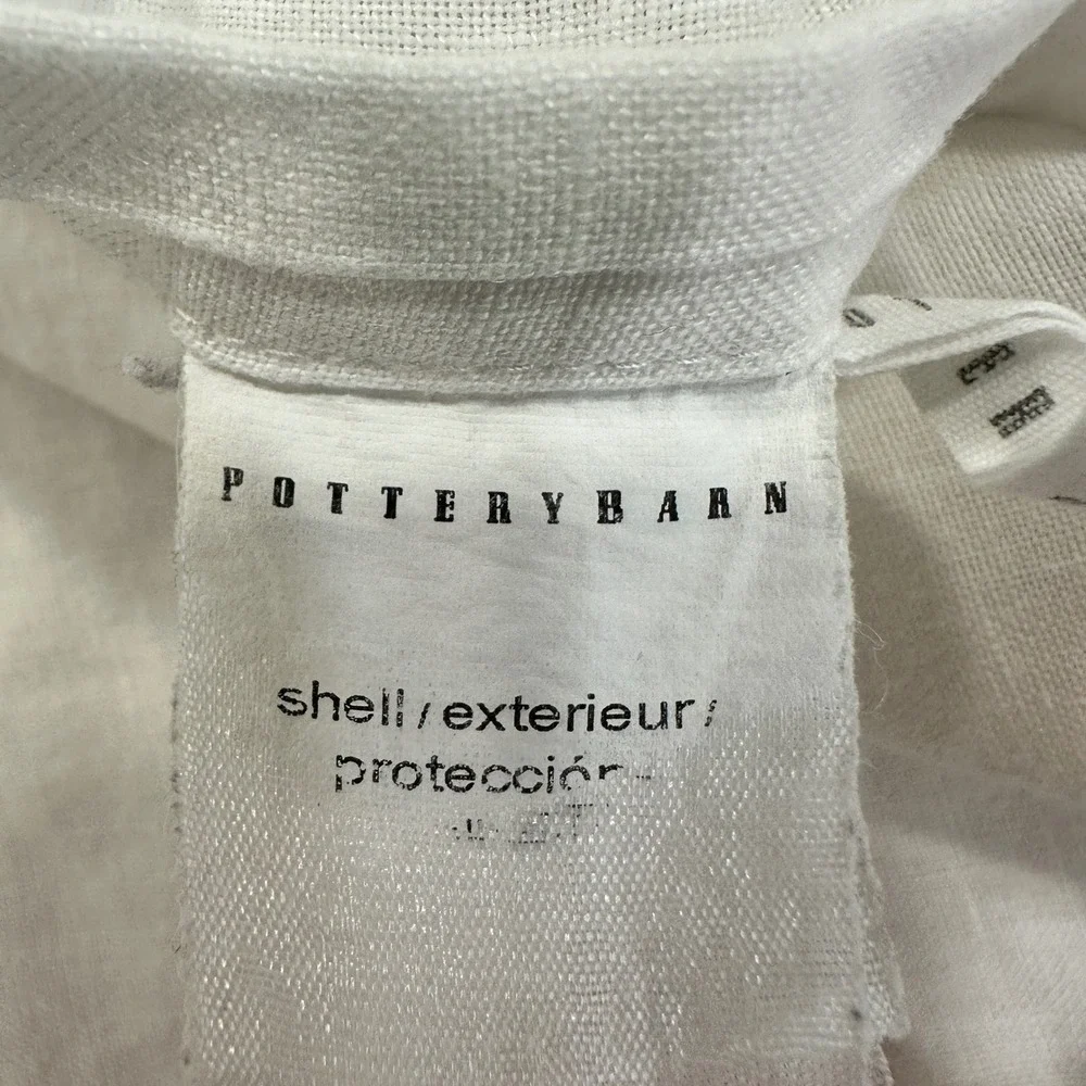 Pottery Barn Belgian Flax Linen Quilted King Sham White Diamond Stitch